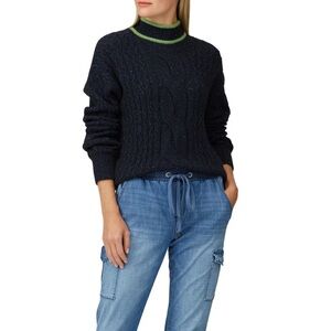 Veda Navy and Green Turtleneck Sweater